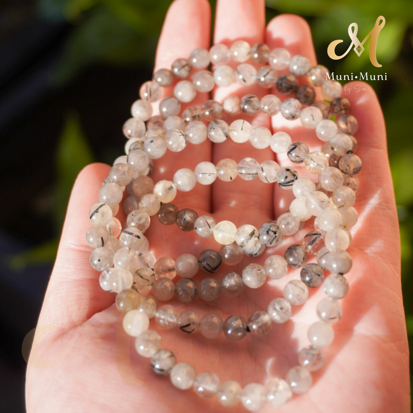 Black Tourmaline in Clear Quartz Bracelet
