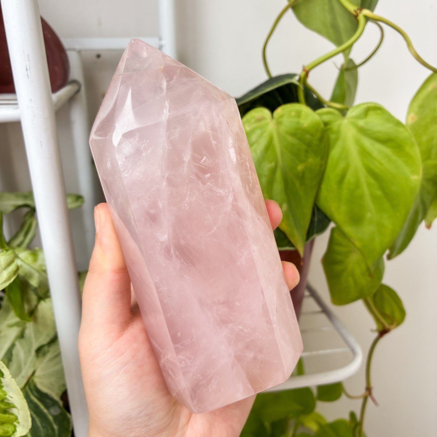 CRAZY SALE: Imperfect Tip Madagascar Rose Quartz Statement Piece Tower