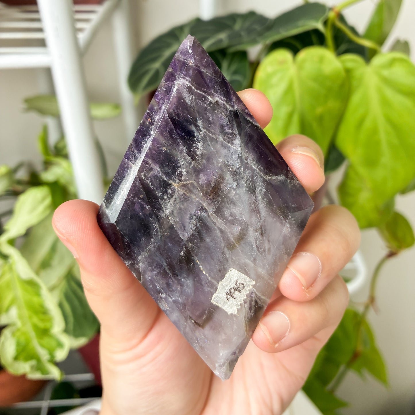 CRAZY SALE: Brazilian Chevron Amethyst Diamond with Stand