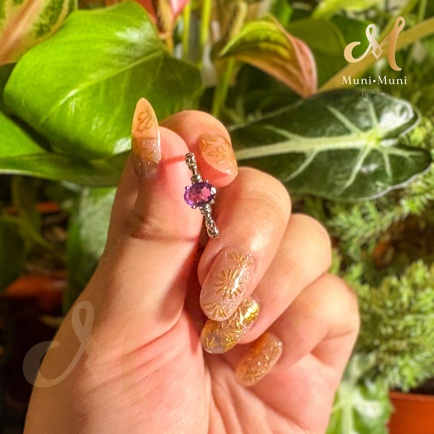 Amethyst Oval Cut in Silver-Plated Ring
