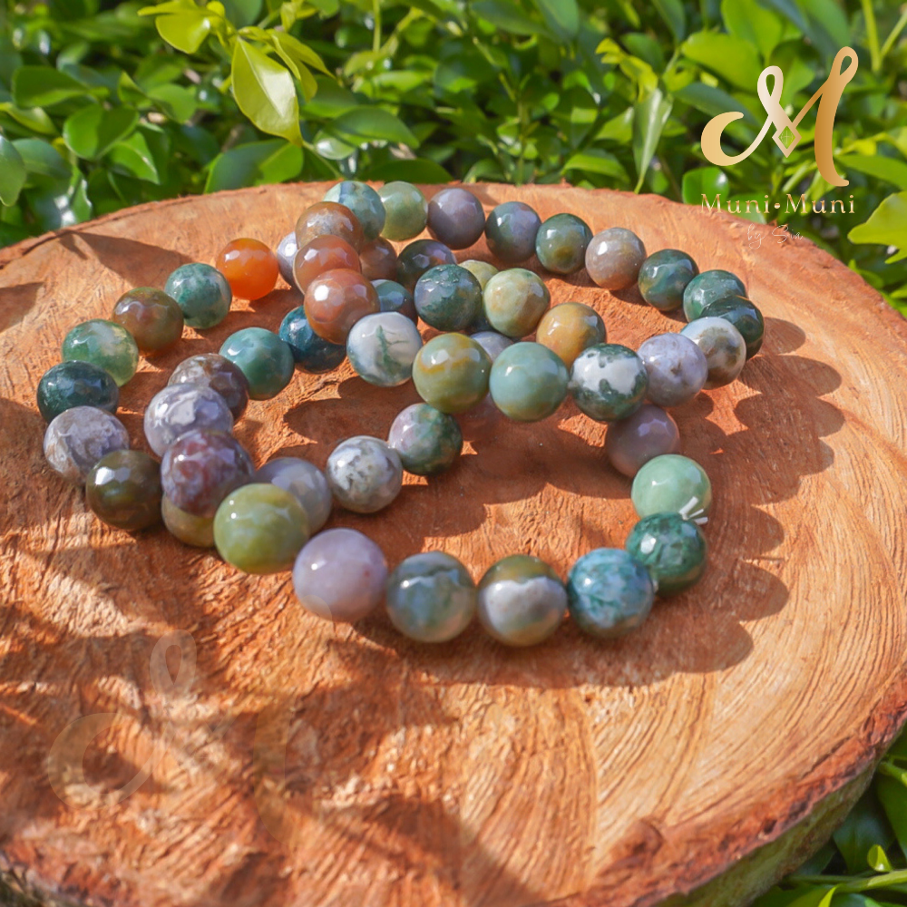 Indian Agate with Moss Agate Bracelet