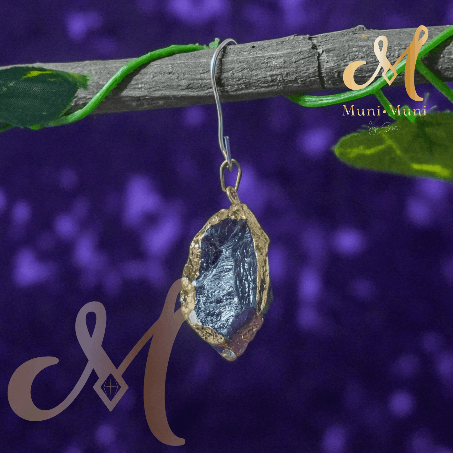 Raw Amethyst Natural Crystal Pendant in S925 Clasp