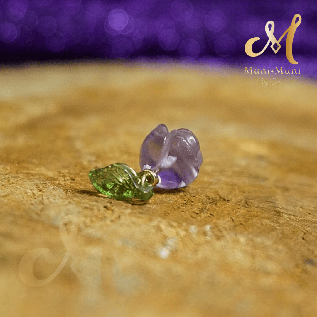 Amethyst Rose Natural Crystal Bracelet Charm