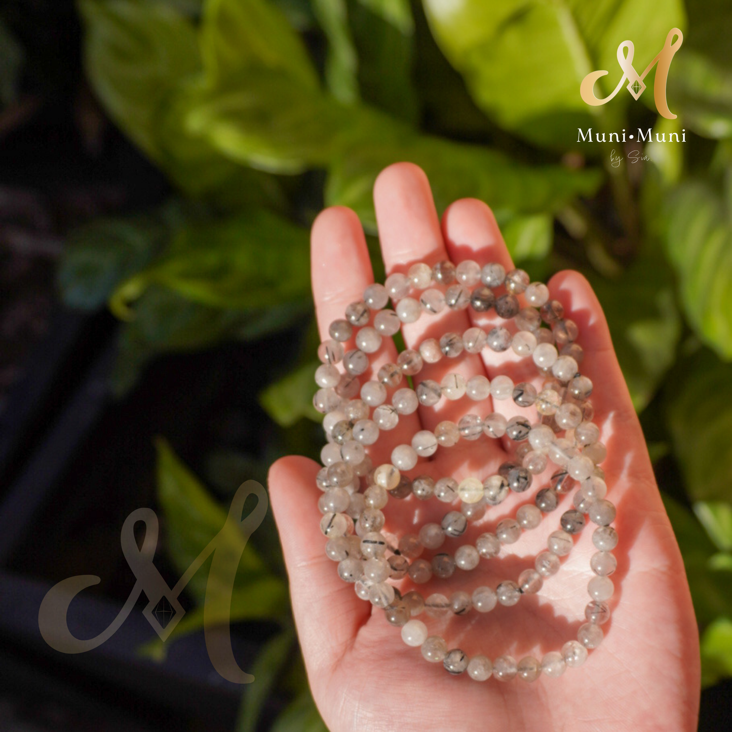Black Tourmaline in Clear Quartz Bracelet