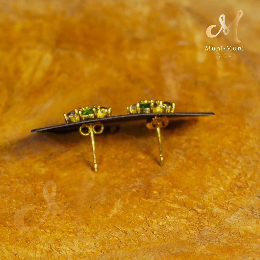 Diopside Trifecta Gold Setting Earrings