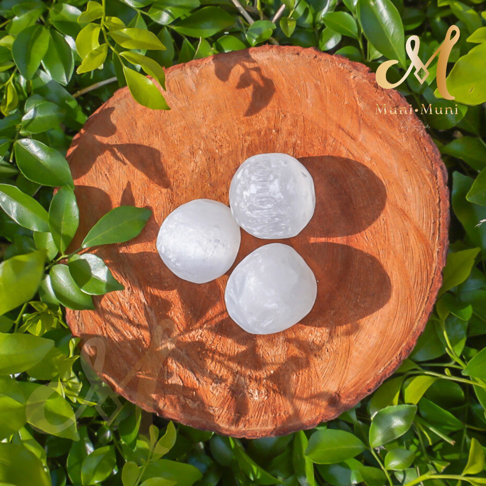 Satin Spar Ball Tumbled Crystal