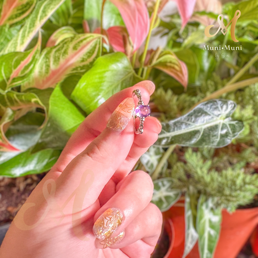 Amethyst Oval Cut in Silver-Plated Ring