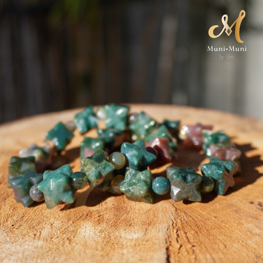 Moss Agate Cubed-Star Bracelet