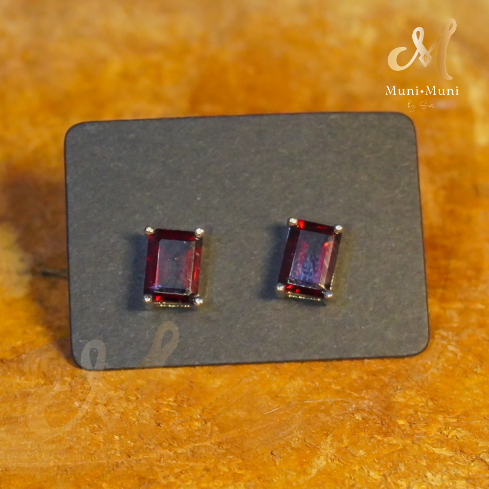 Red Carnelian Rectangular Cut Earrings