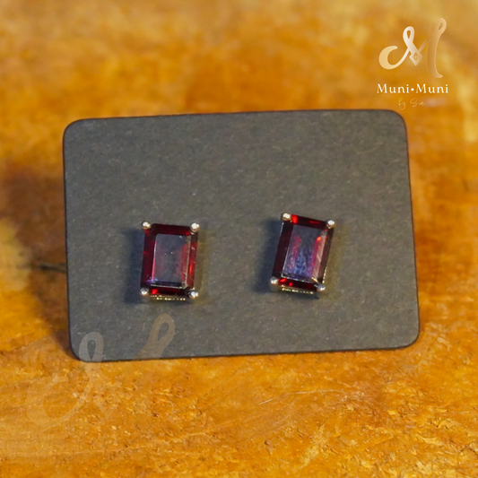 Red Carnelian Rectangular Cut Earrings