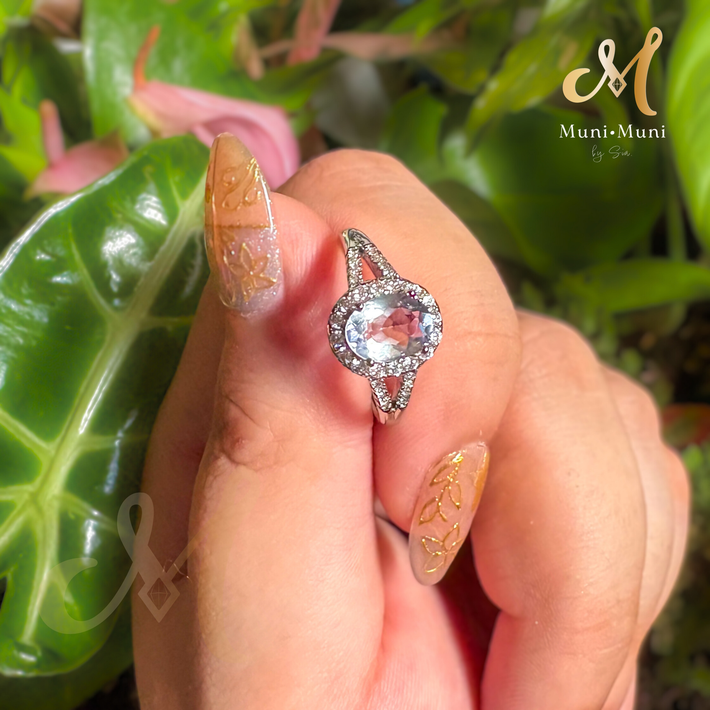 Blue Topaz Oval-Cut in Silver Plated Ring