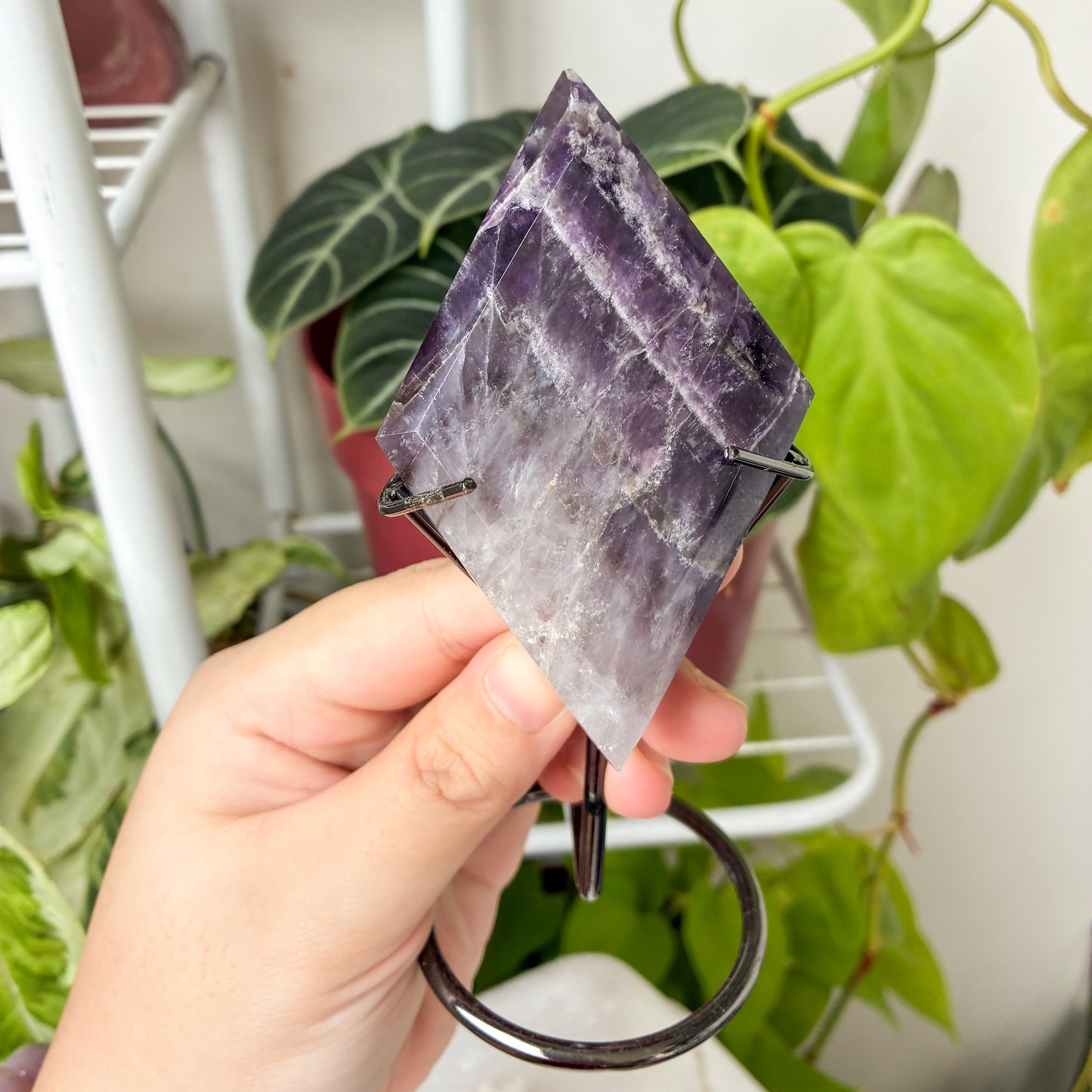 CRAZY SALE: Brazilian Chevron Amethyst Diamond with Stand
