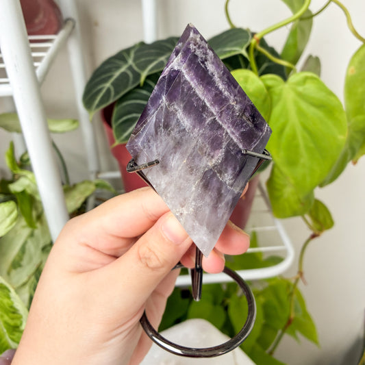 CRAZY SALE: Brazilian Chevron Amethyst Diamond with Stand