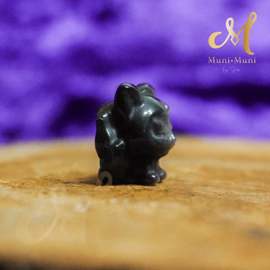 Silver Sheen Obsidian Nine-Tailed Fox Natural Crystal Charm