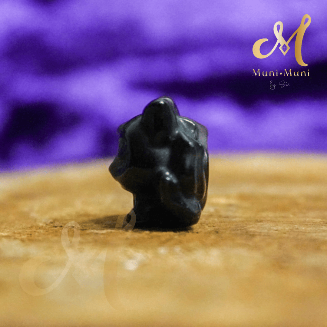 Silver Sheen Obsidian Nine-Tailed Fox Natural Crystal Charm