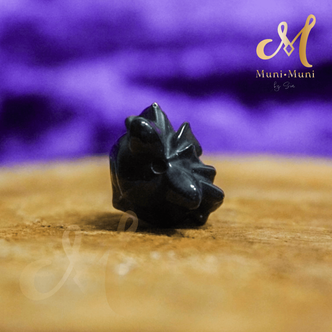 Silver Sheen Obsidian Nine-Tailed Fox Natural Crystal Charm