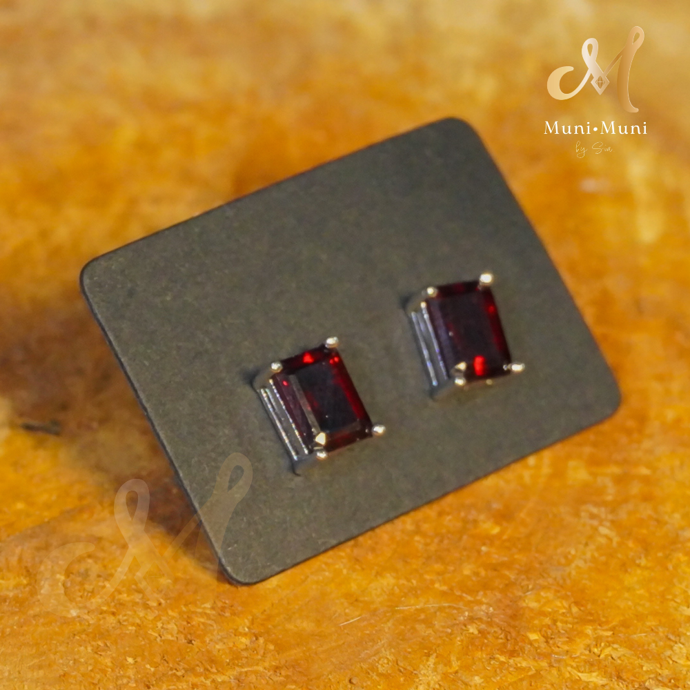Red Carnelian Rectangular Cut Earrings