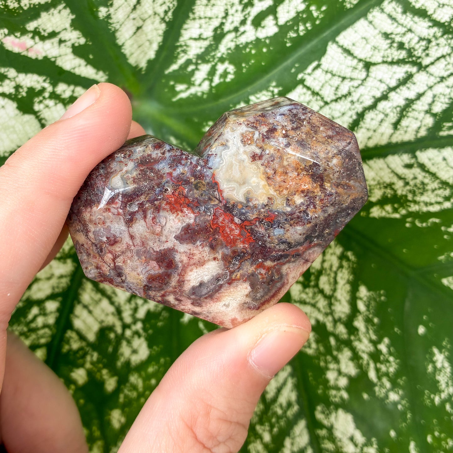 CRAZY SALE: Crazy Lace Agate Heart Palm Stone