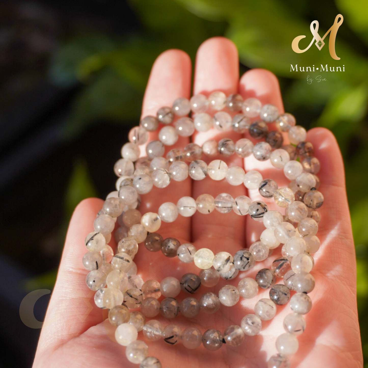 Black Tourmaline in Clear Quartz Bracelet