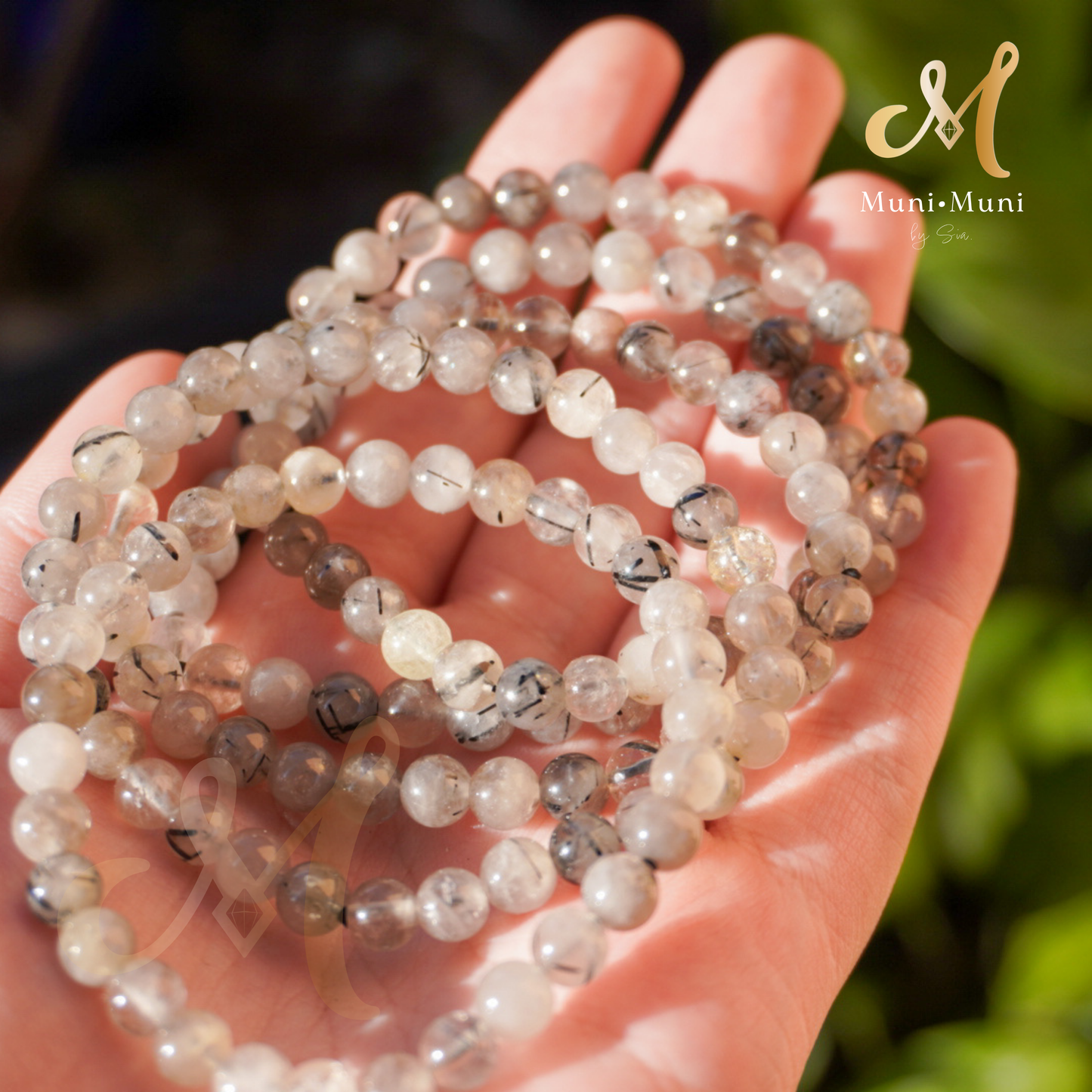 Black Tourmaline in Clear Quartz Bracelet