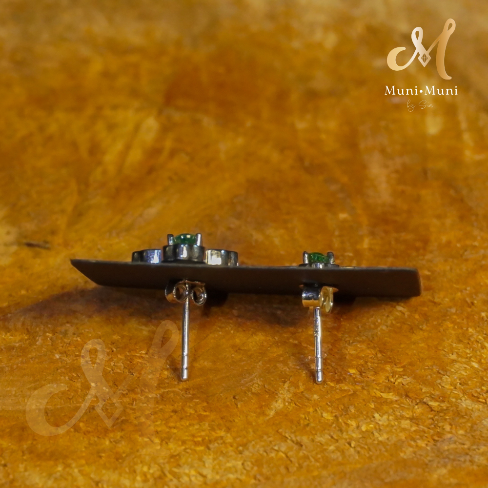 Green Emerald with Mother of Pearl Lucky Clover Earrings