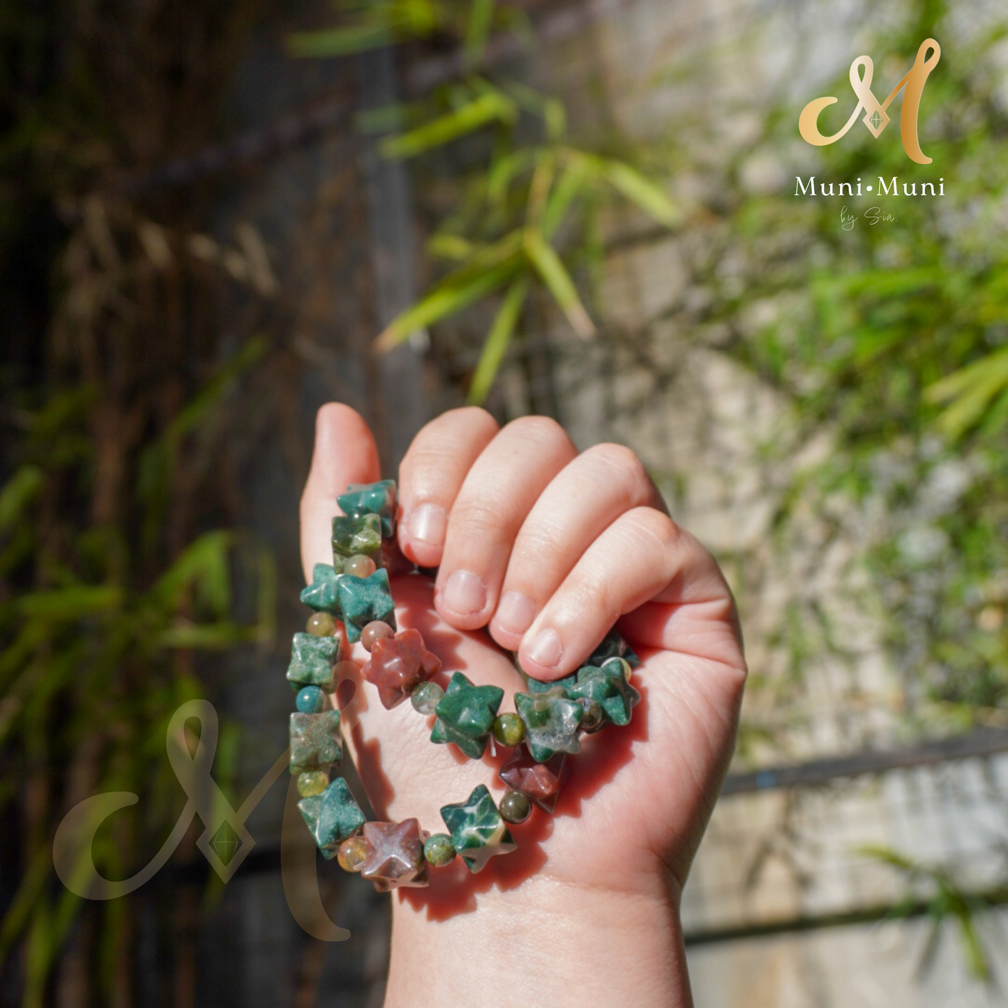 Moss Agate Cubed-Star Bracelet