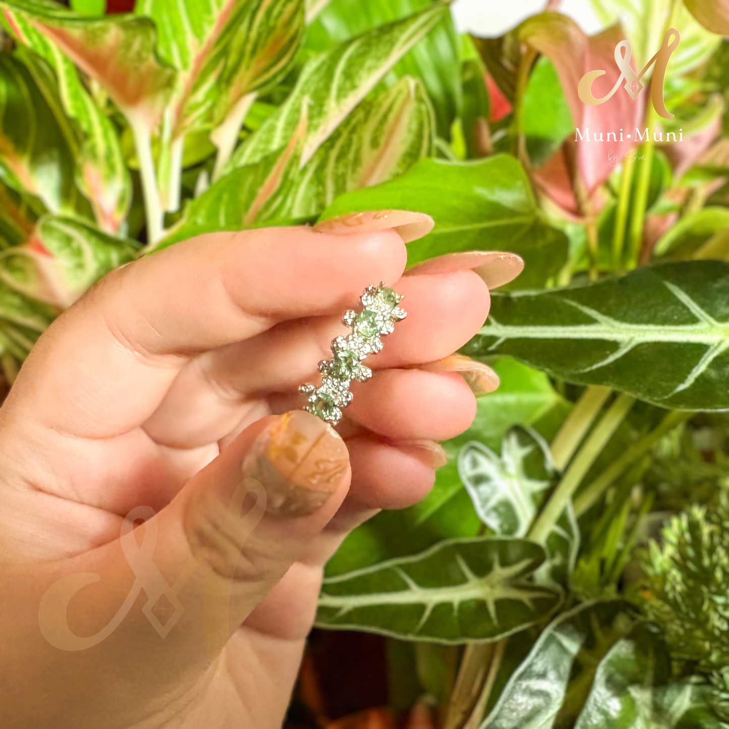Peridot Half-Infinity in Silver-Plated Ring