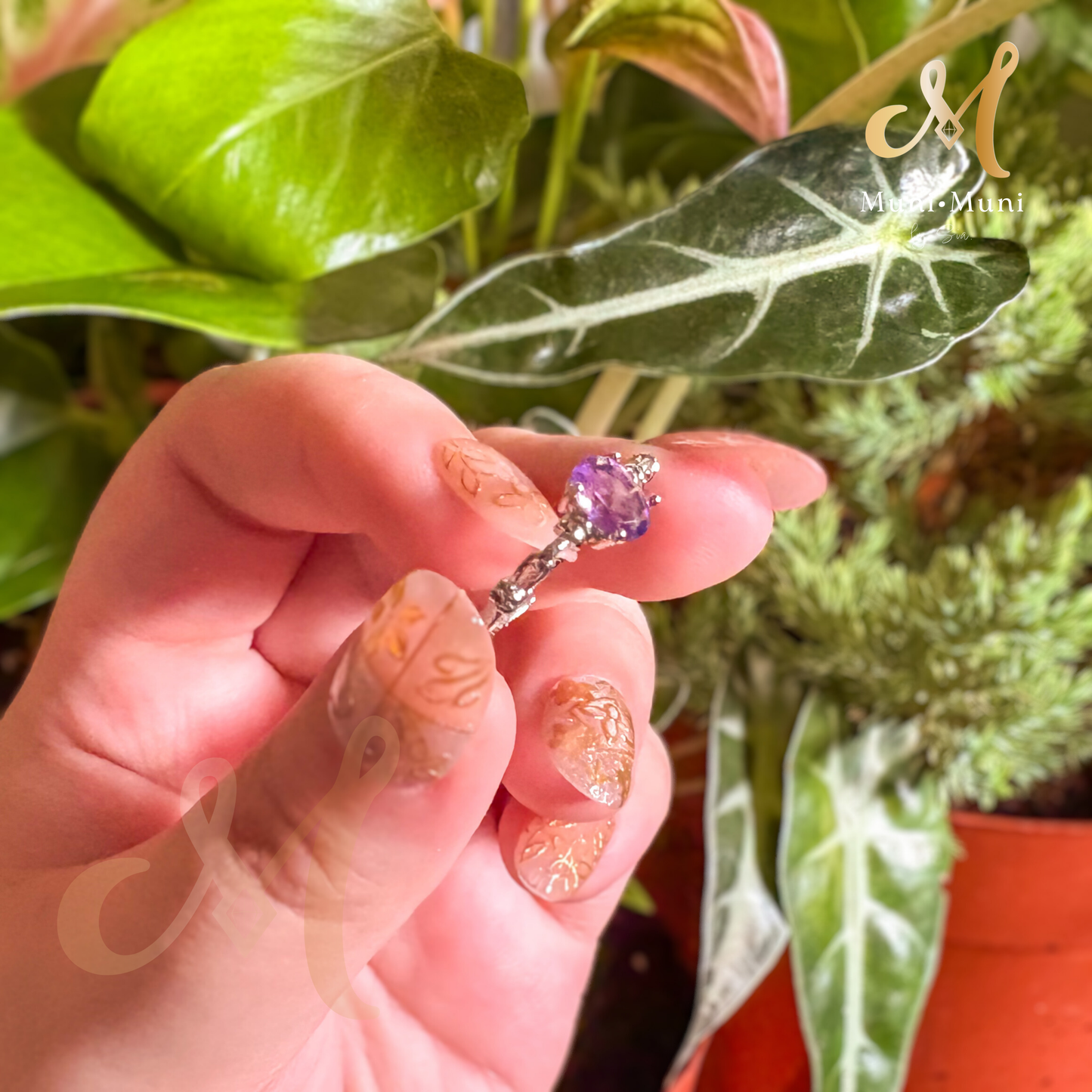 Amethyst Oval Cut in Silver-Plated Ring