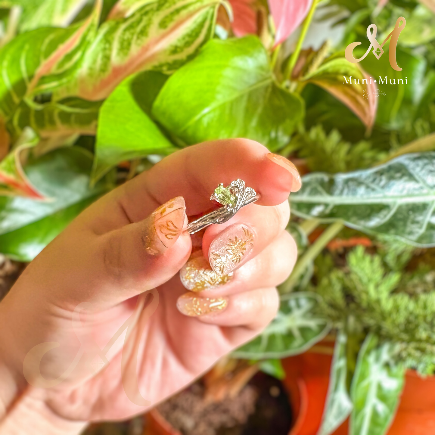 Peridot Rectangle Cut in Silver-Plated Ring