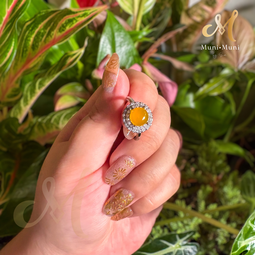 Baltic Amber Round Cut in Silver-Plated Ring