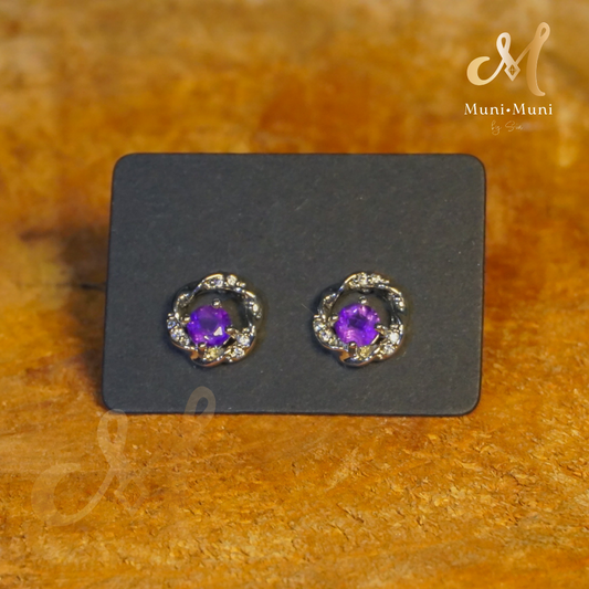Amethyst ‘Keeper’ Style Stud Earrings