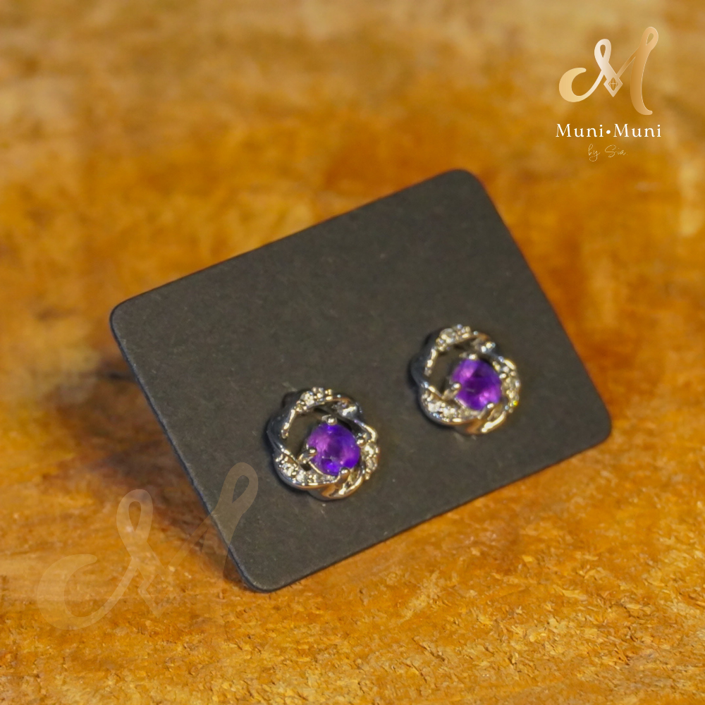 Amethyst ‘Keeper’ Style Stud Earrings