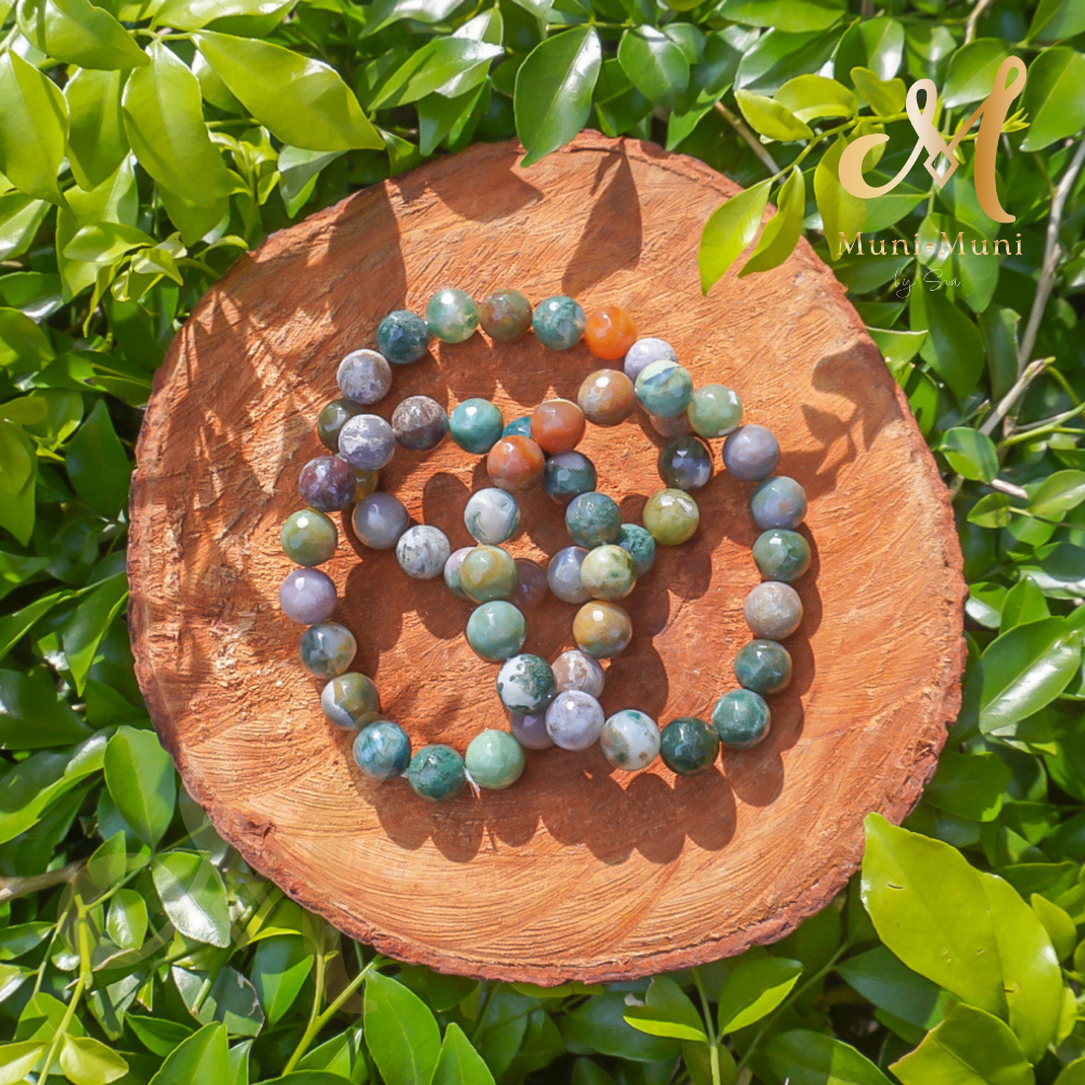 Indian Agate with Moss Agate Bracelet