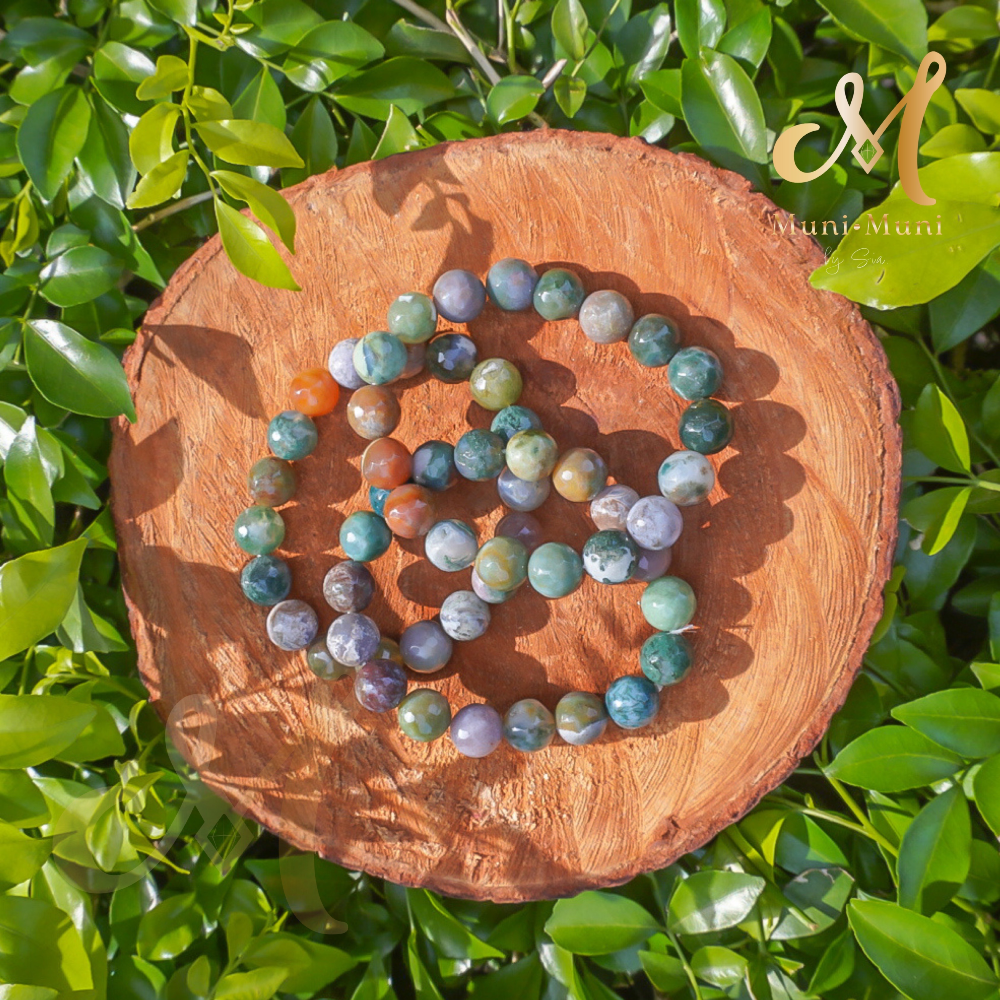 Indian Agate with Moss Agate Bracelet