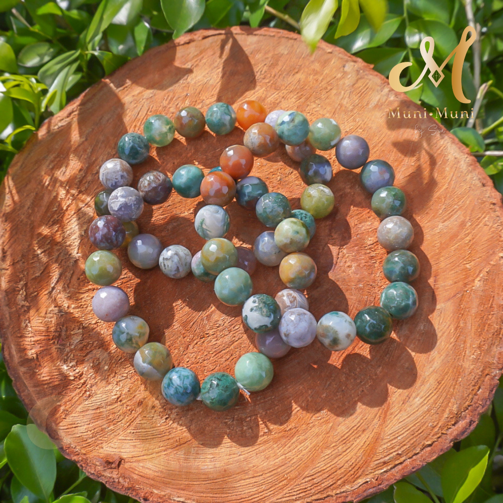 Indian Agate with Moss Agate Bracelet