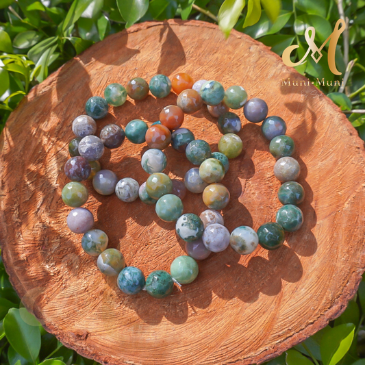 Indian Agate with Moss Agate Bracelet