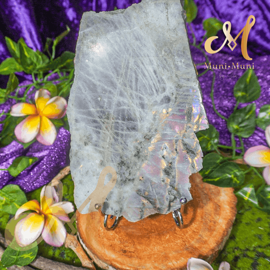Labradorite Natural Crystal Slab - Large with Stand