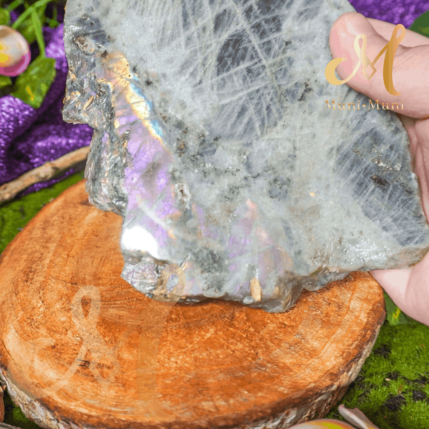 Labradorite Natural Crystal Slab - Large with Stand