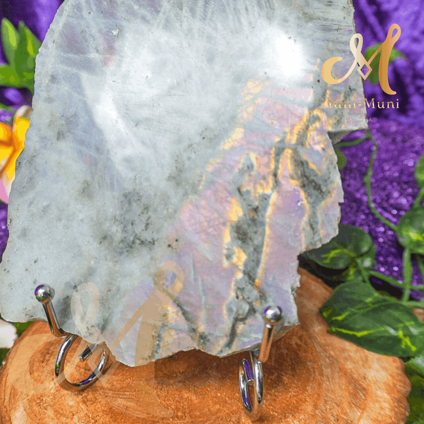 Labradorite Natural Crystal Slab - Large with Stand