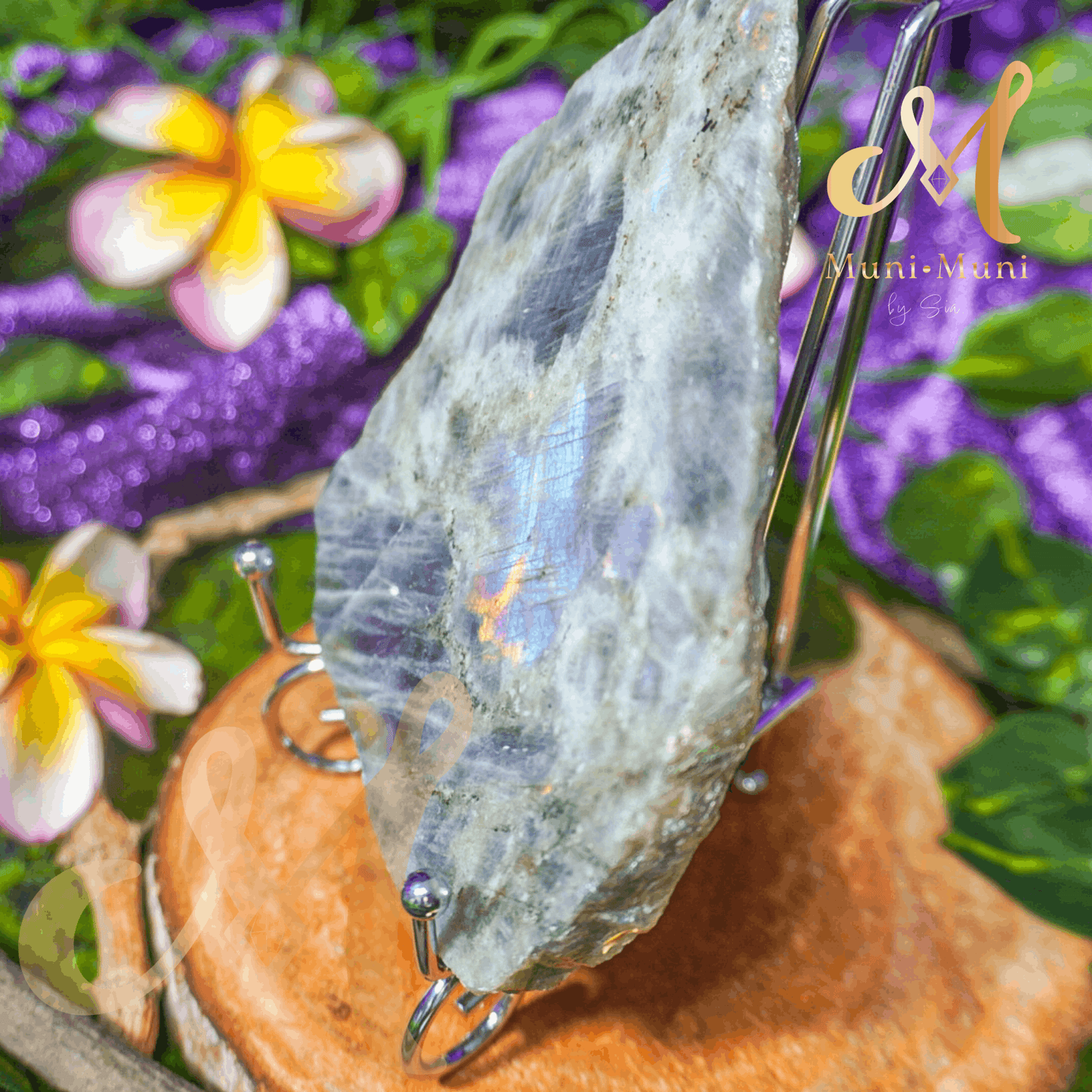 Labradorite Natural Crystal Slab - Medium with Stand