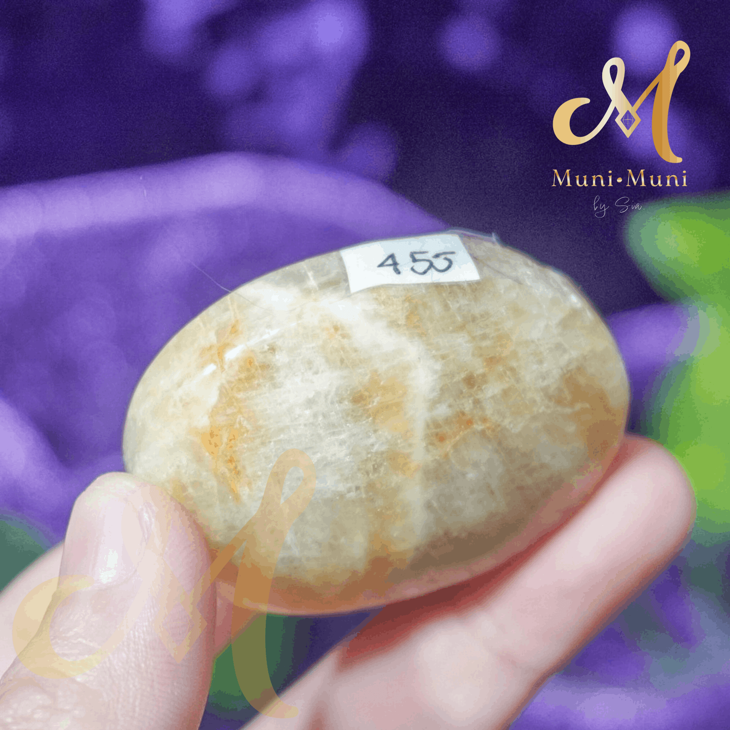 Peach Moonstone Natural Crystal Palm Stone