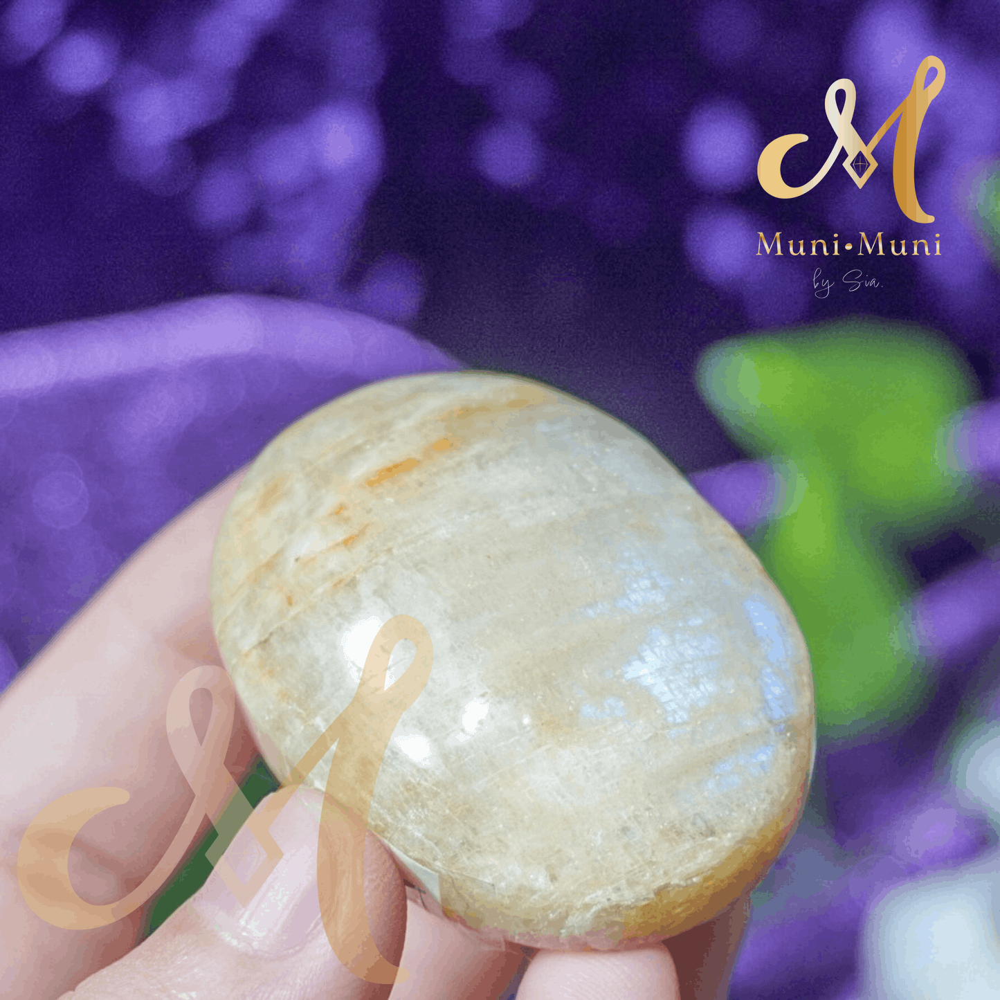 Peach Moonstone Natural Crystal Palm Stone