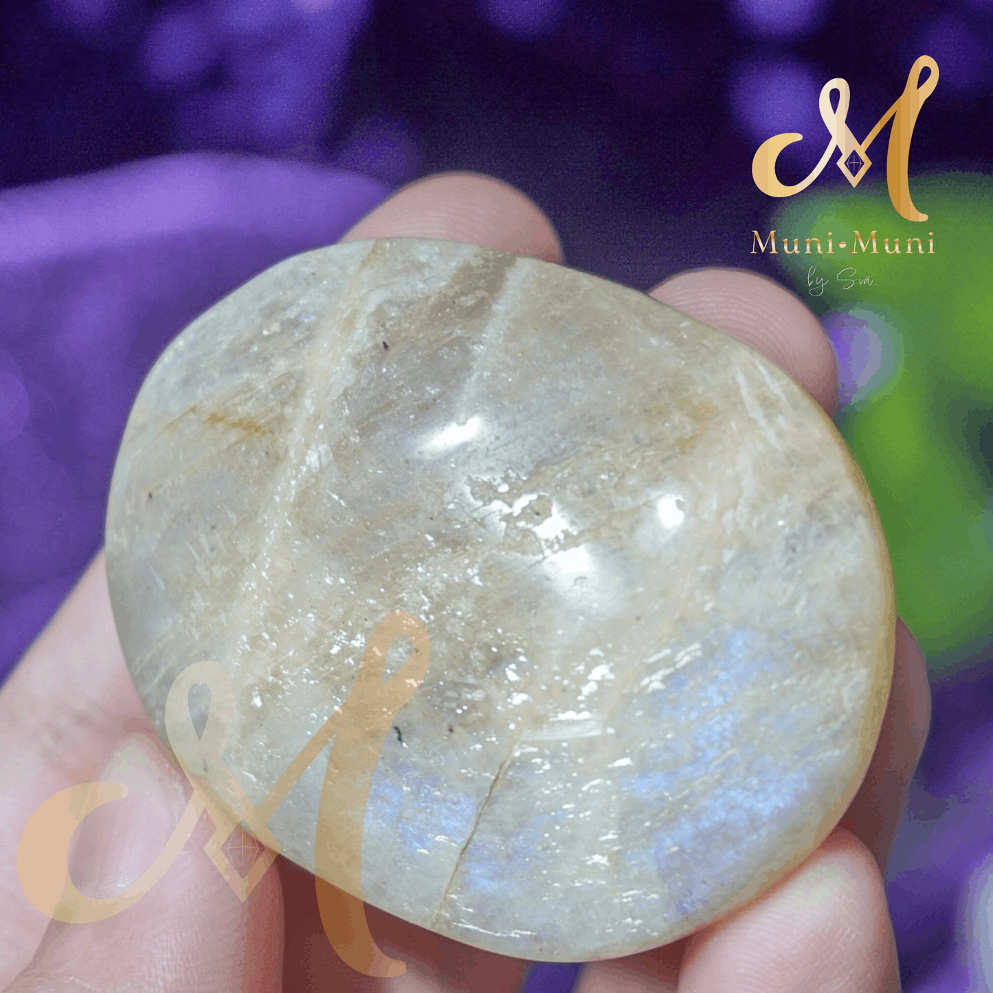 Peach Moonstone Natural Crystal Palm Stone