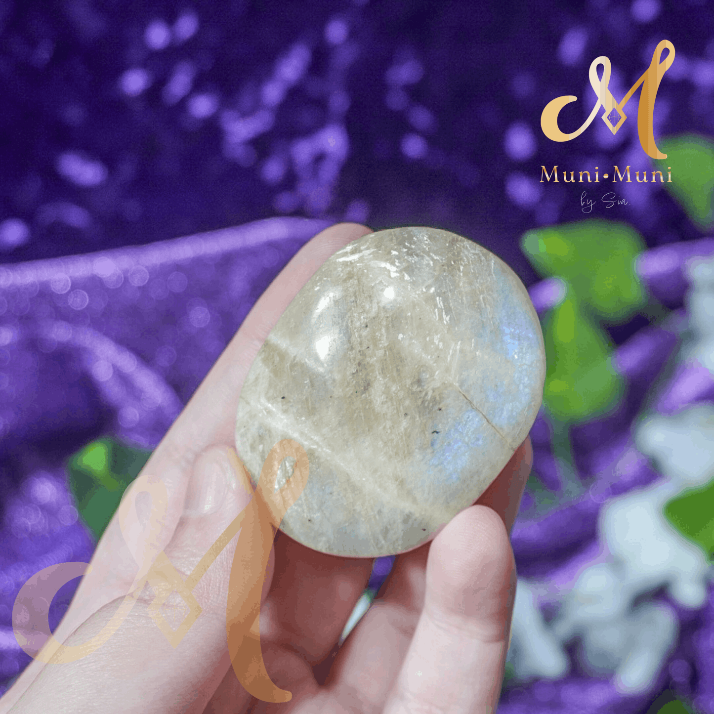 Peach Moonstone Natural Crystal Palm Stone