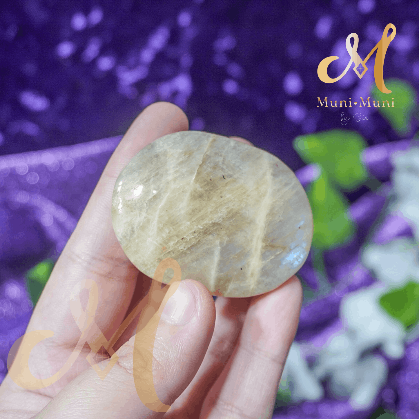Peach Moonstone Natural Crystal Palm Stone