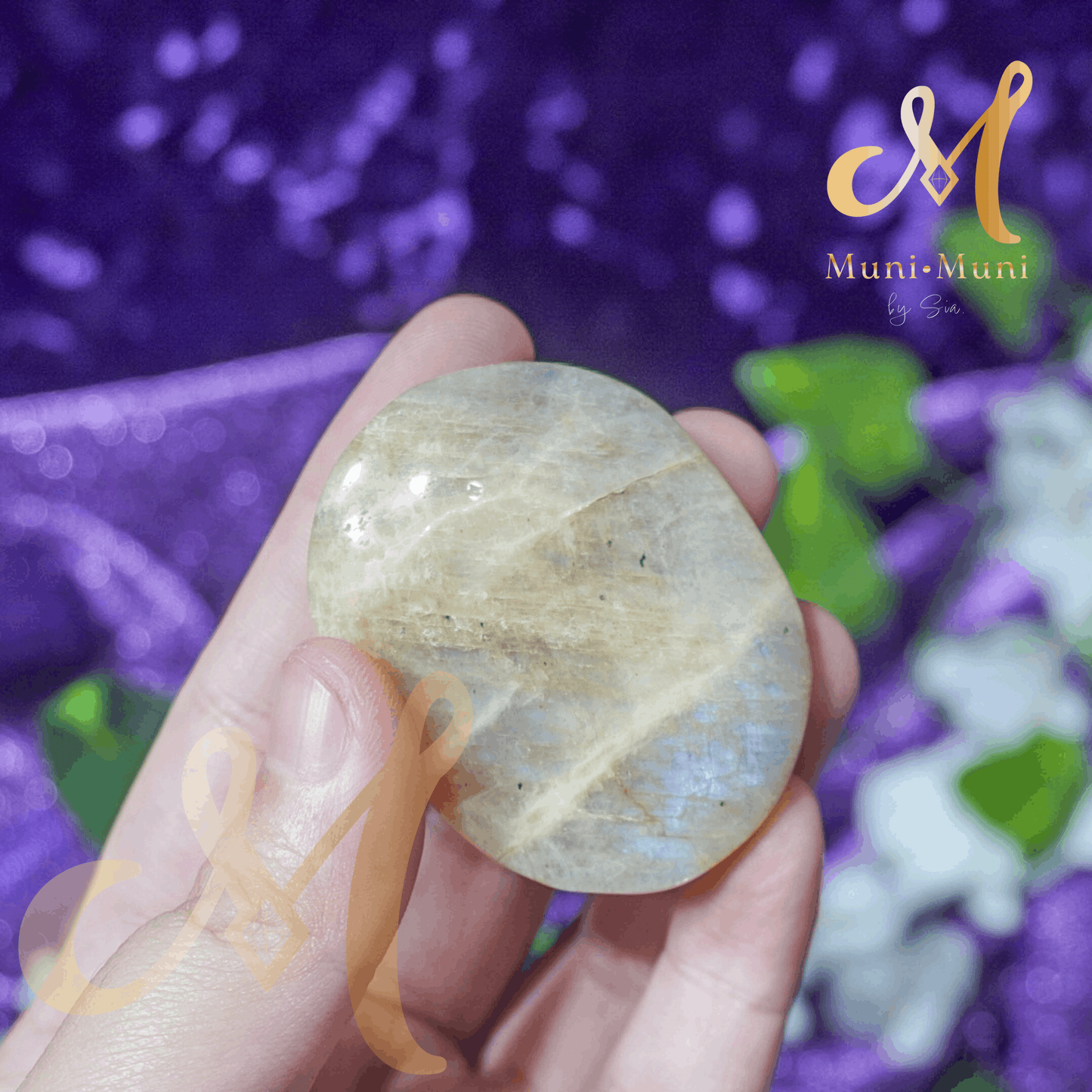 Peach Moonstone Natural Crystal Palm Stone