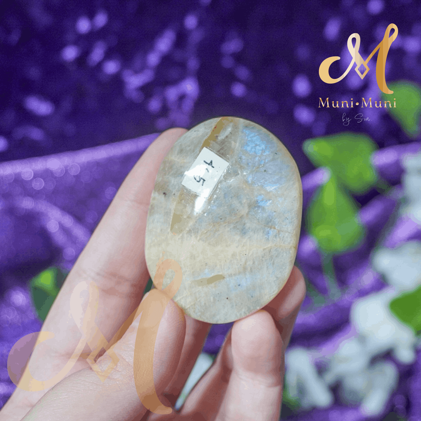 Peach Moonstone Natural Crystal Palm Stone
