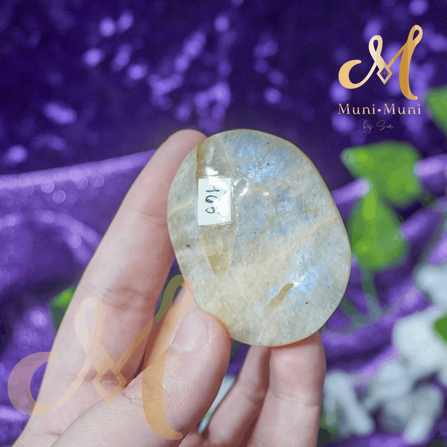 Peach Moonstone Natural Crystal Palm Stone