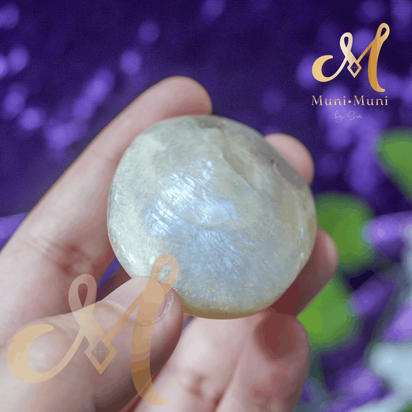 Peach Moonstone Natural Crystal Palm Stone