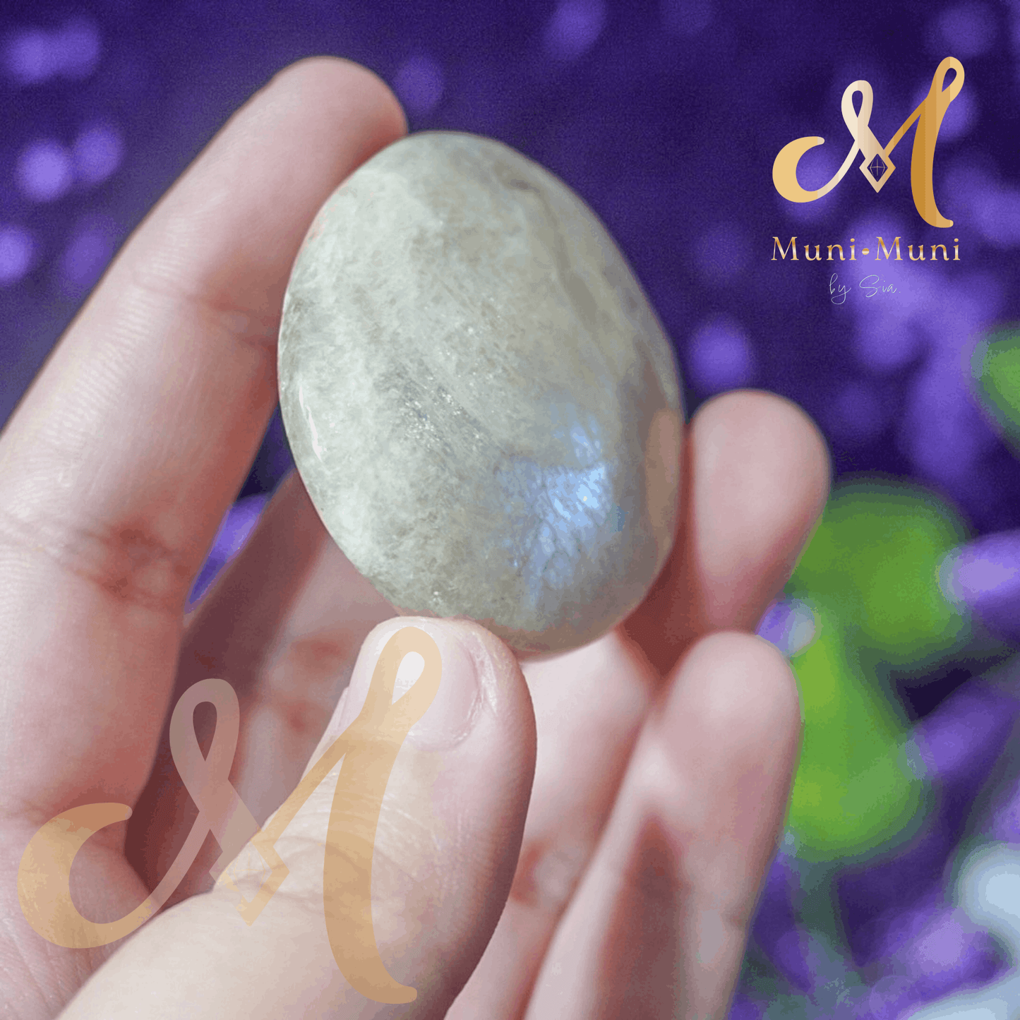 Peach Moonstone Natural Crystal Palm Stone
